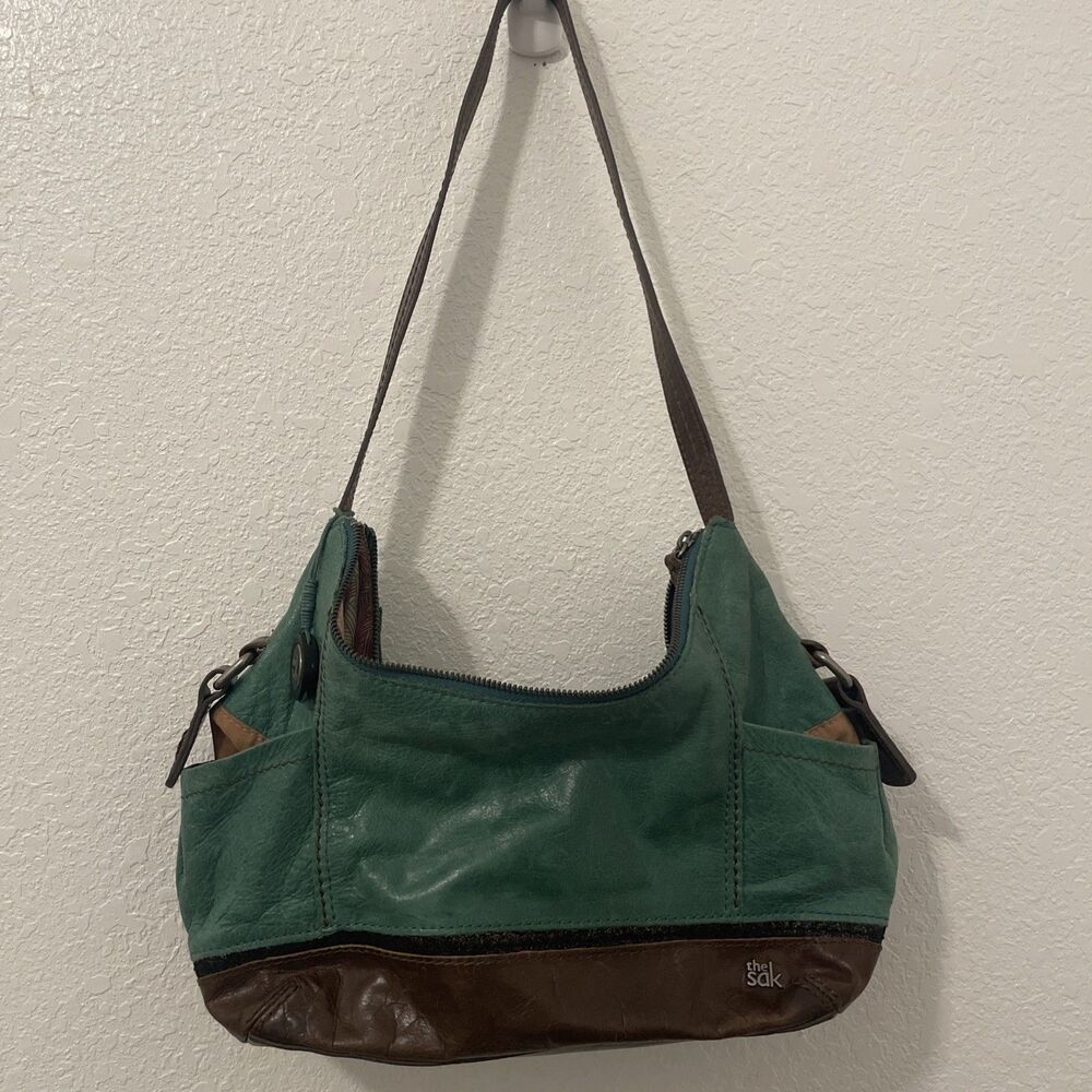 the Sak Leather Shoulder Bag hobo Kendra Medium hippie boho Green Brown